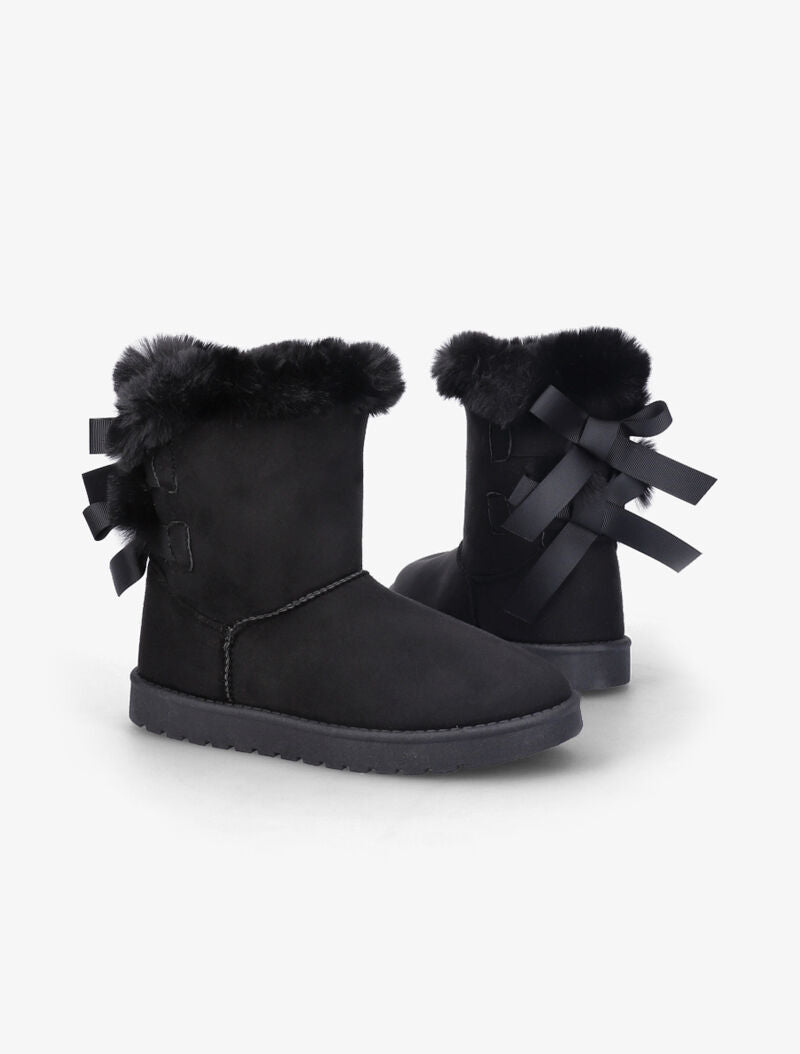 Bottines fourrées à noeuds - Noir - 1