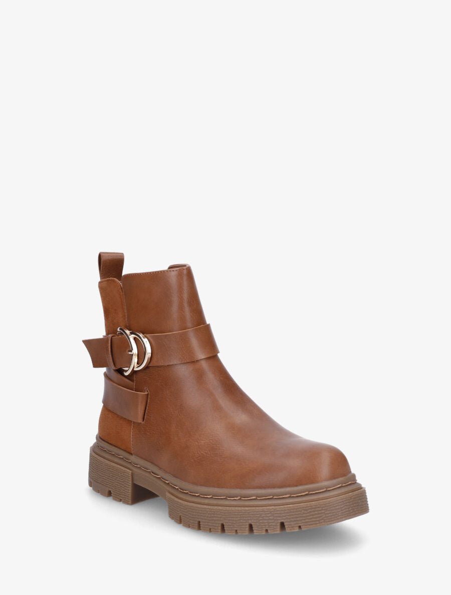 Boots bi-matière à semelle crantée - Camel - 2
