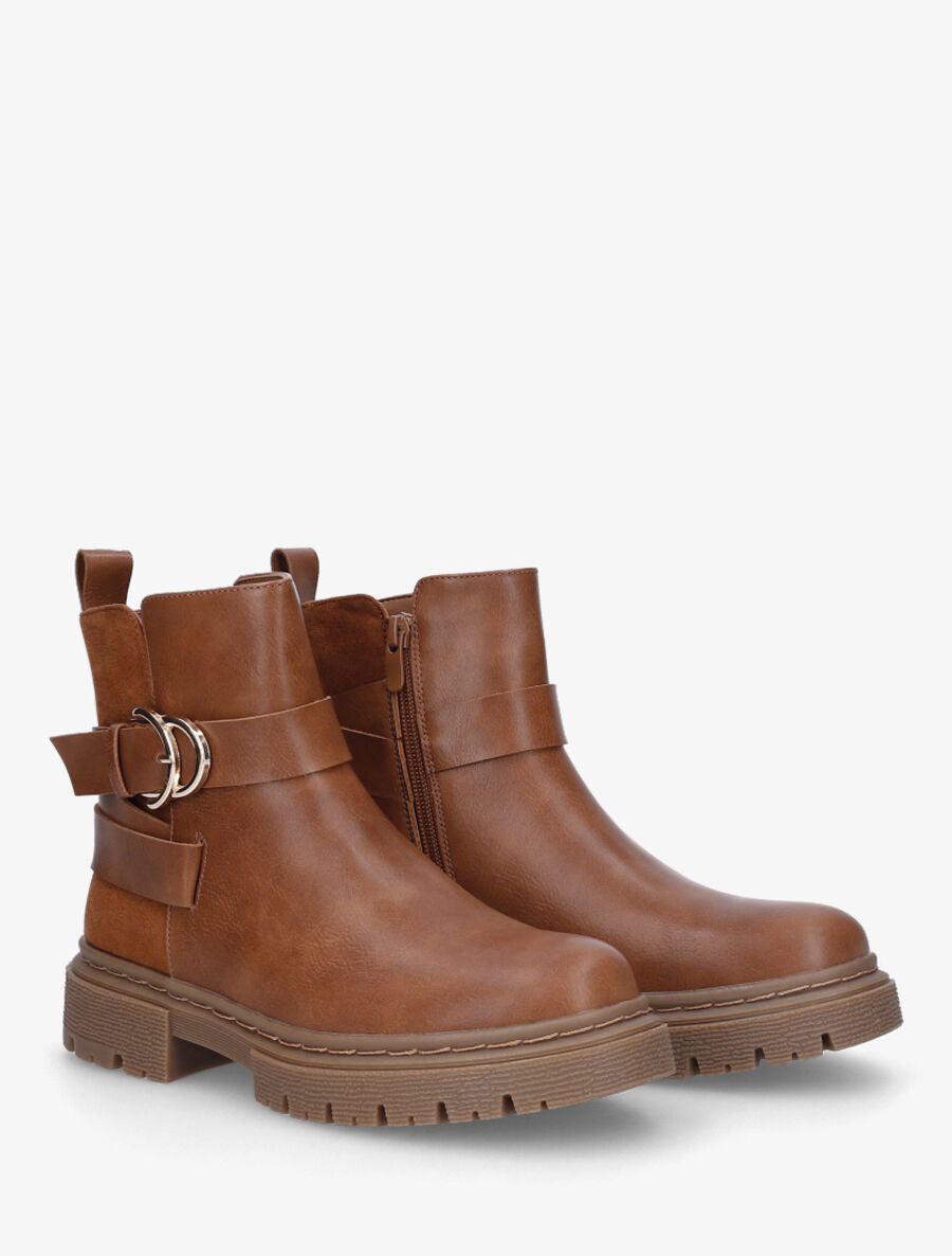 Boots bi-matière à semelle crantée - Camel - 4
