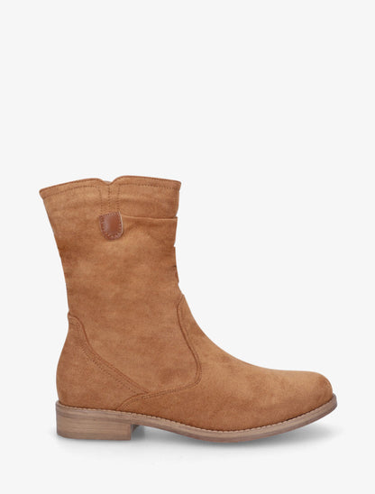 Bottines froncées en suédine - Camel - 1