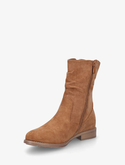 Bottines froncées en suédine - Camel - 3