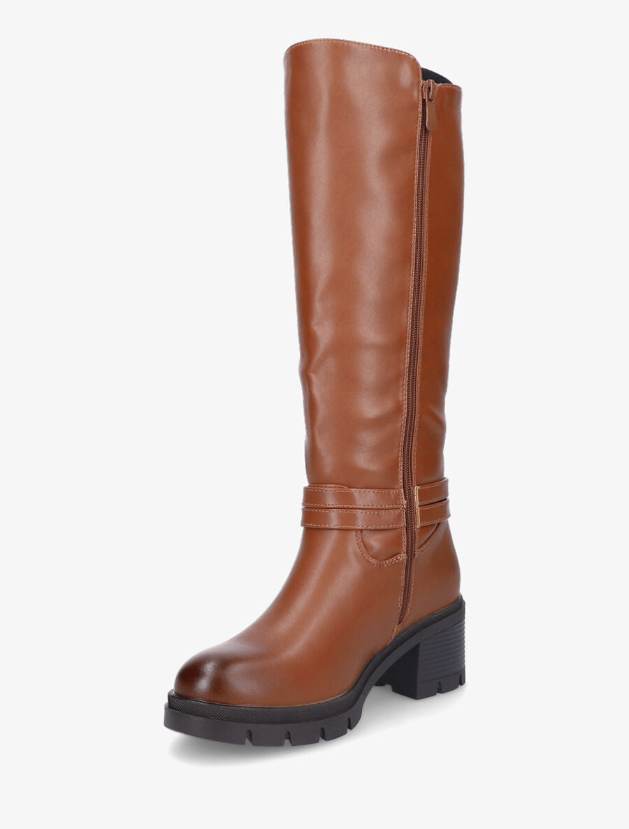 Bottes à boucle en simili - Camel - 3