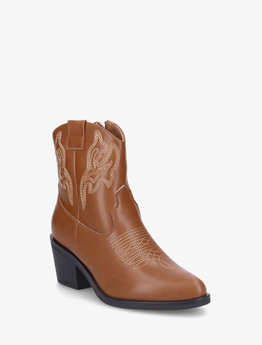 Bottines style santiag en simili - Camel - 2