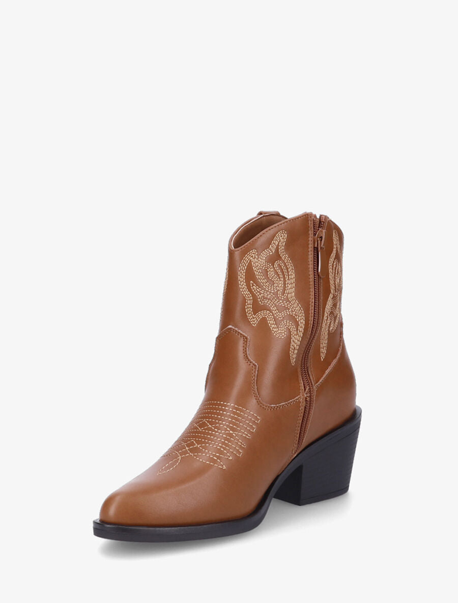 Bottines style santiag en simili - Camel - 3