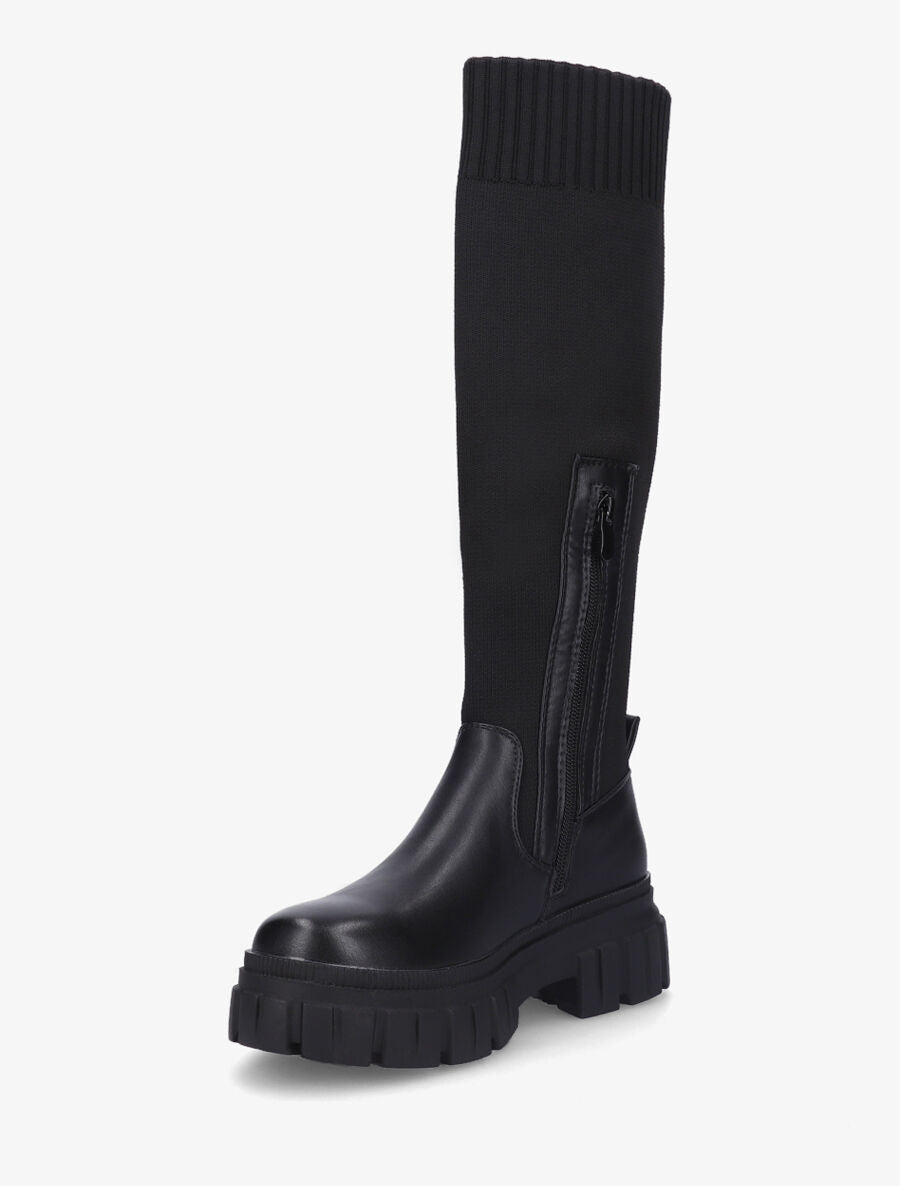 Bottes style chaussettes unis - Noir - 3