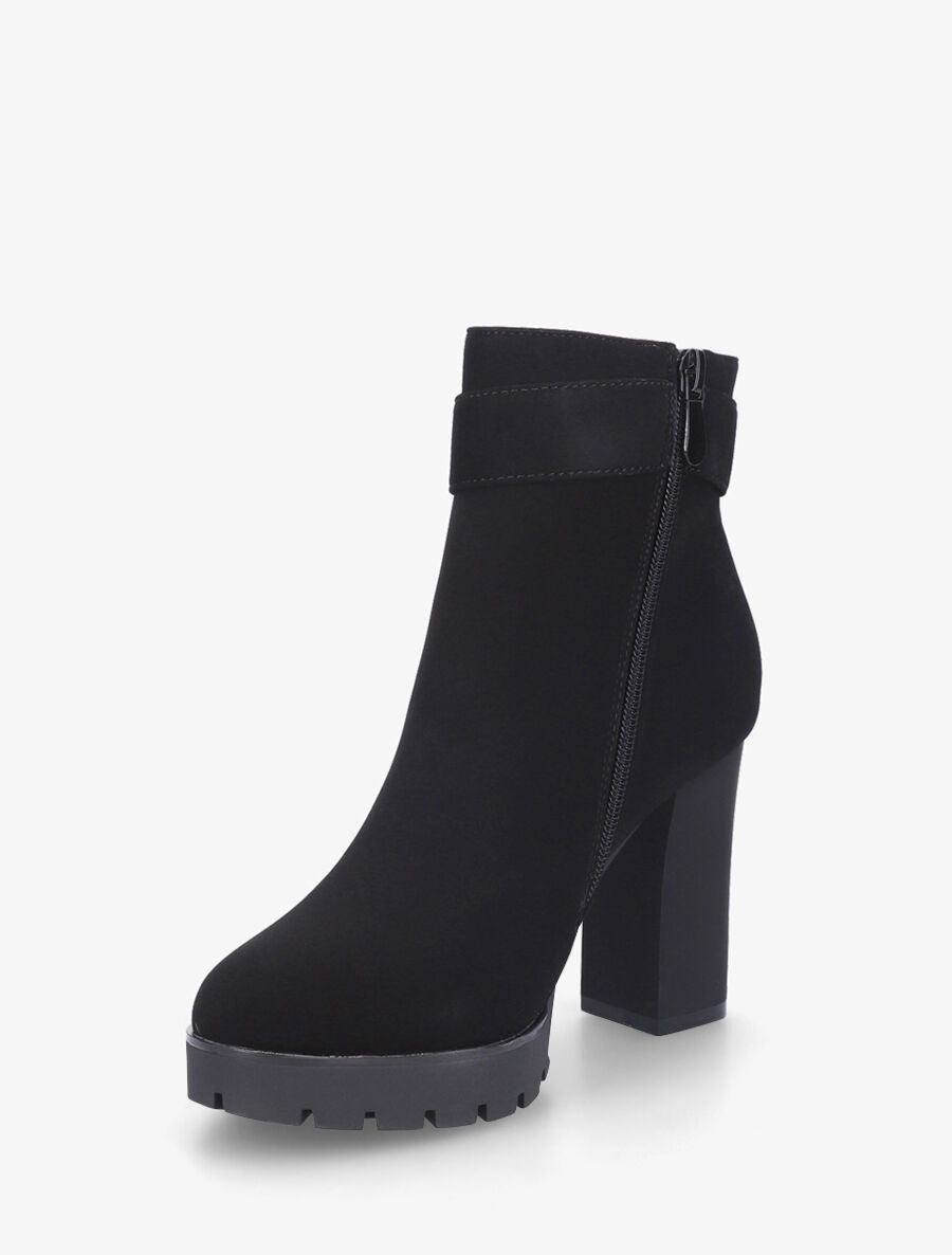 Bottines en suédine à sangle strassée - Noir - 3
