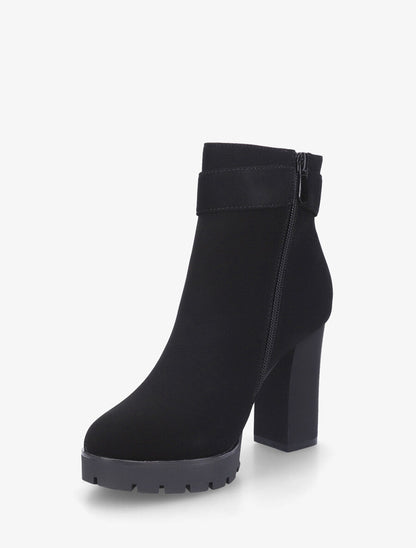 Bottines en suédine à sangle strassée - Noir - 3