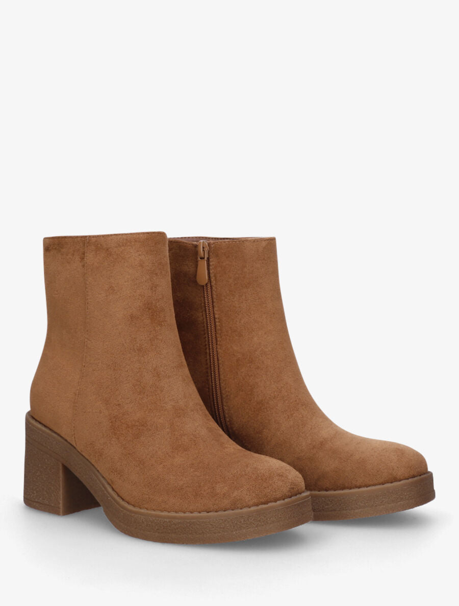 Bottines en suédine - Camel - 4