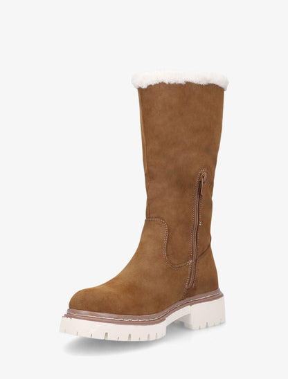 Bottes plates fourrées en suédine - Camel - 3