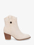 Bottines montantes à talon en suédine - Beige - 5