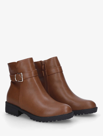 Bottines plates classiques à boucle - Camel - 4