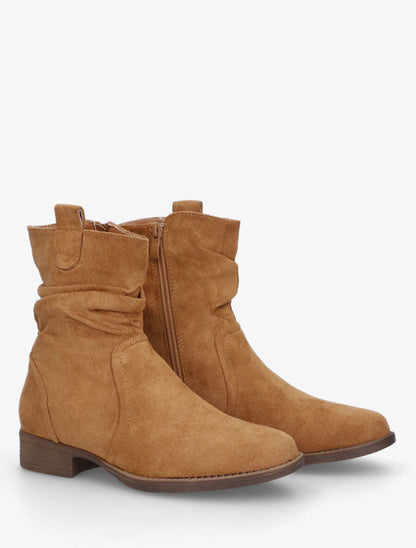 Bottines montantes froncées - Camel - 4
