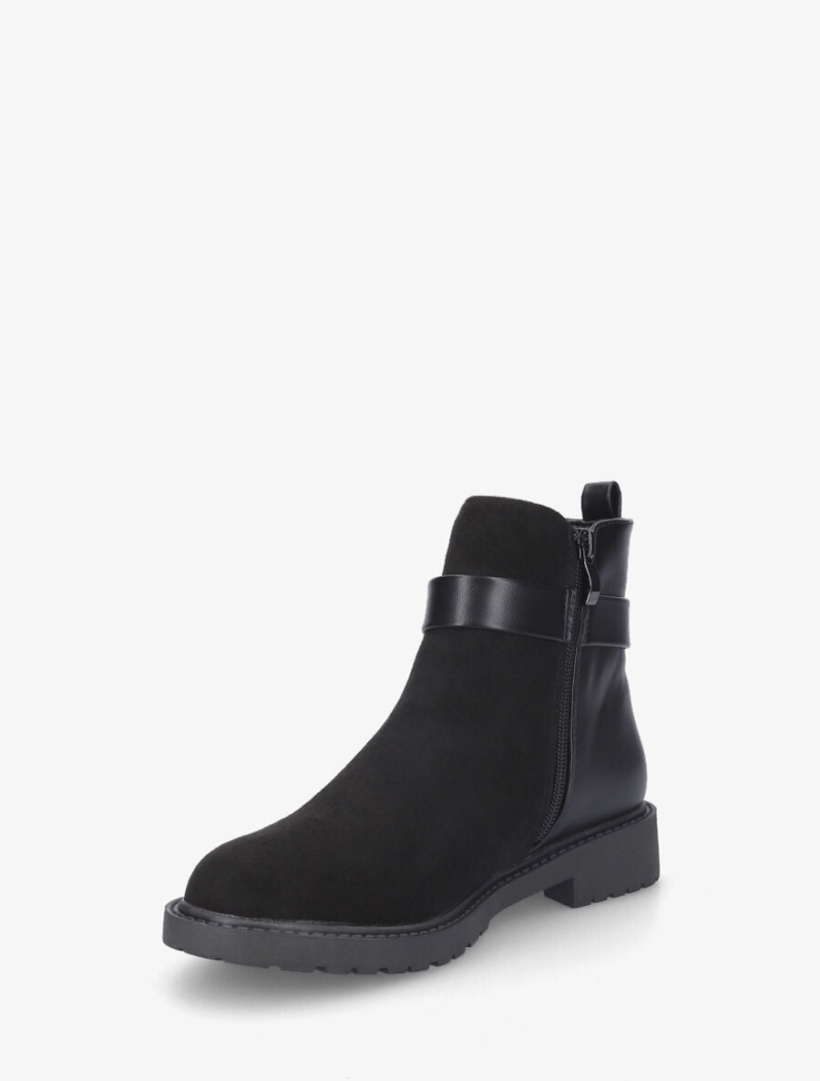 Bottines plates bimatière à semelle crantée - Noir - 3