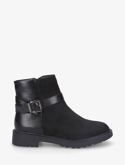 Bottines plates bimatière à boucle - Noir - 5