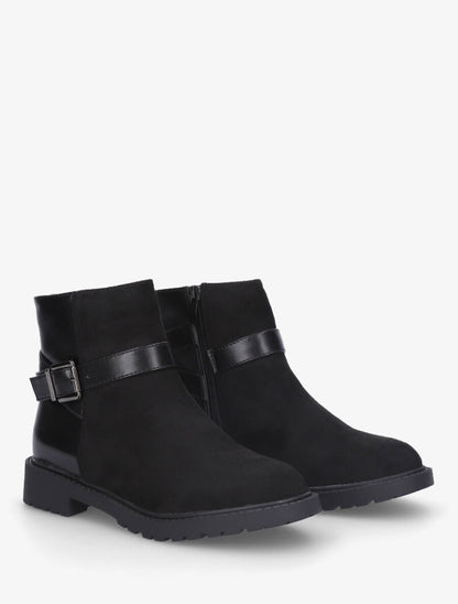 Bottines plates bimatière à boucle - Noir - 4