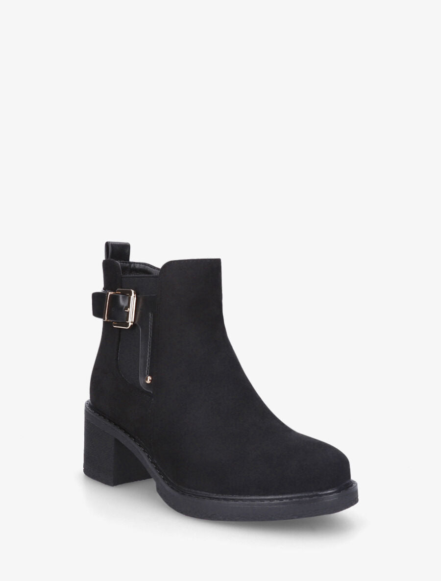 Bottines en suédine à talon - Noir - 2