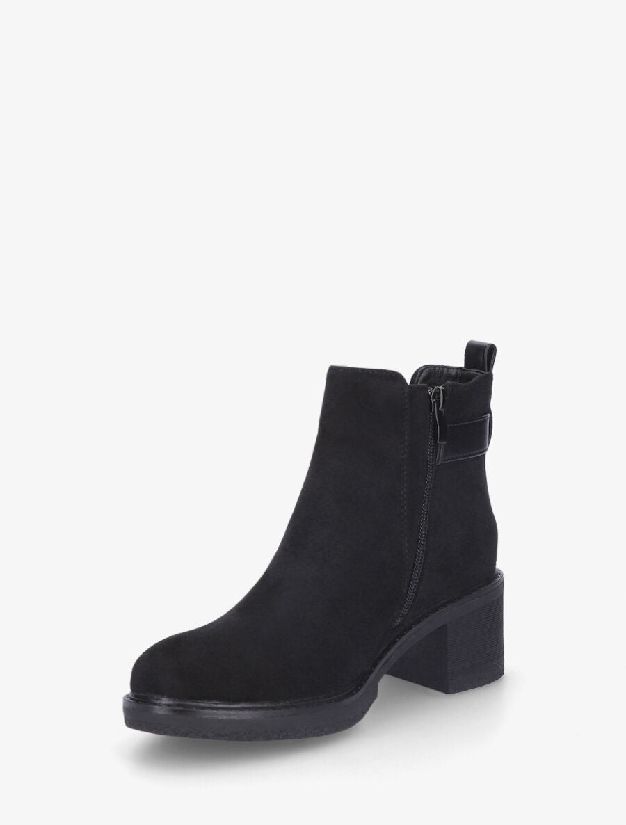 Bottines en suédine à talon - Noir - 3