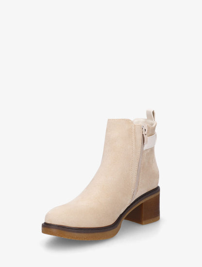 Bottines en suédine à talon - Beige - 3