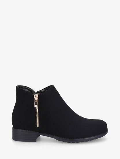 Bottines en simili à zip décoratif - Noir - 5