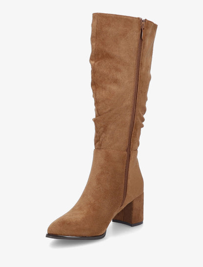 Bottes en suédine à talon - Camel - 3