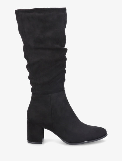 Bottes en suédine à talon - Noir - 5