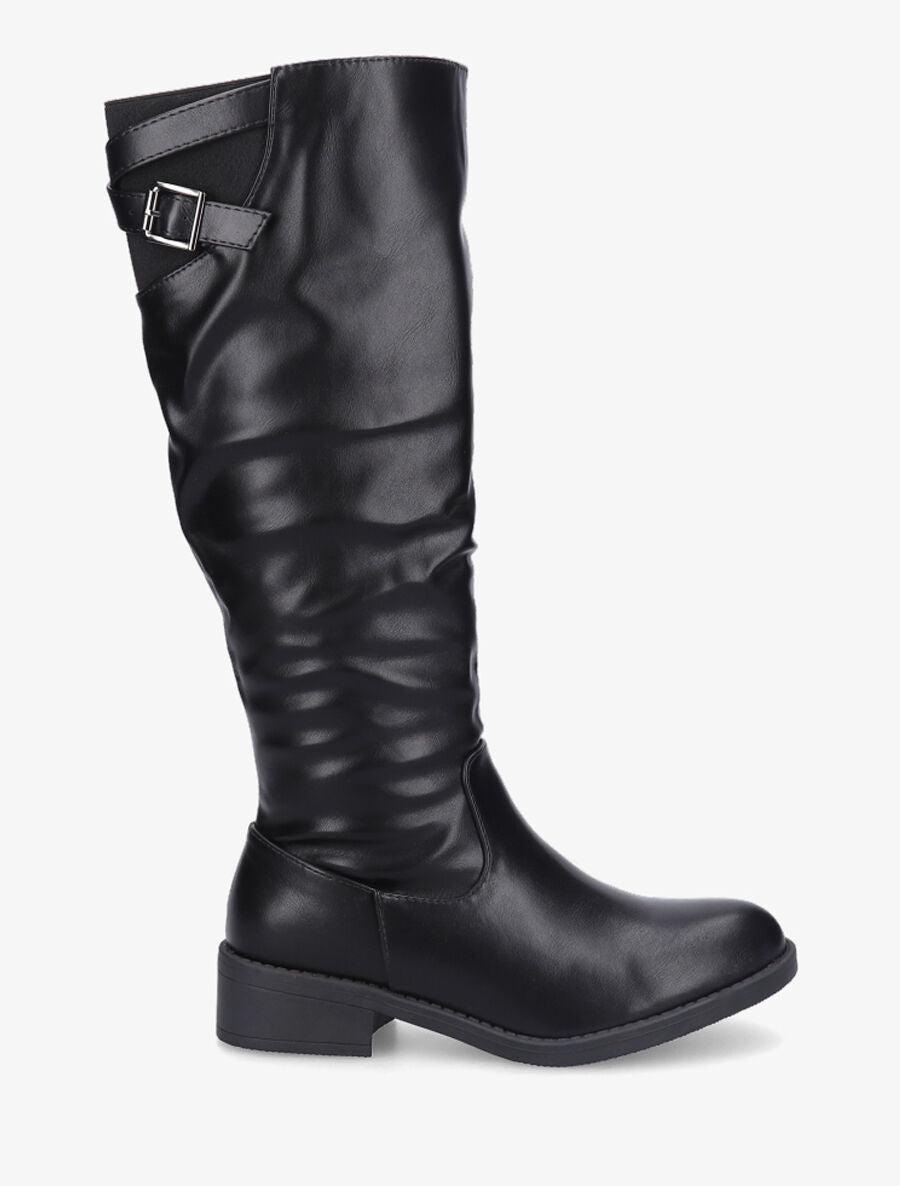 Bottes unies en simili - Noir - 1