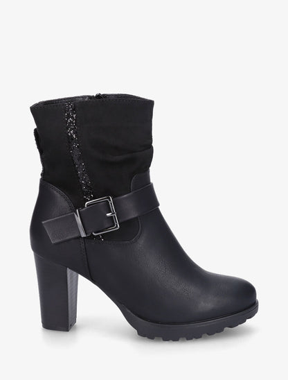 Bottines bi-matière à détail paillettes - Noir - 6