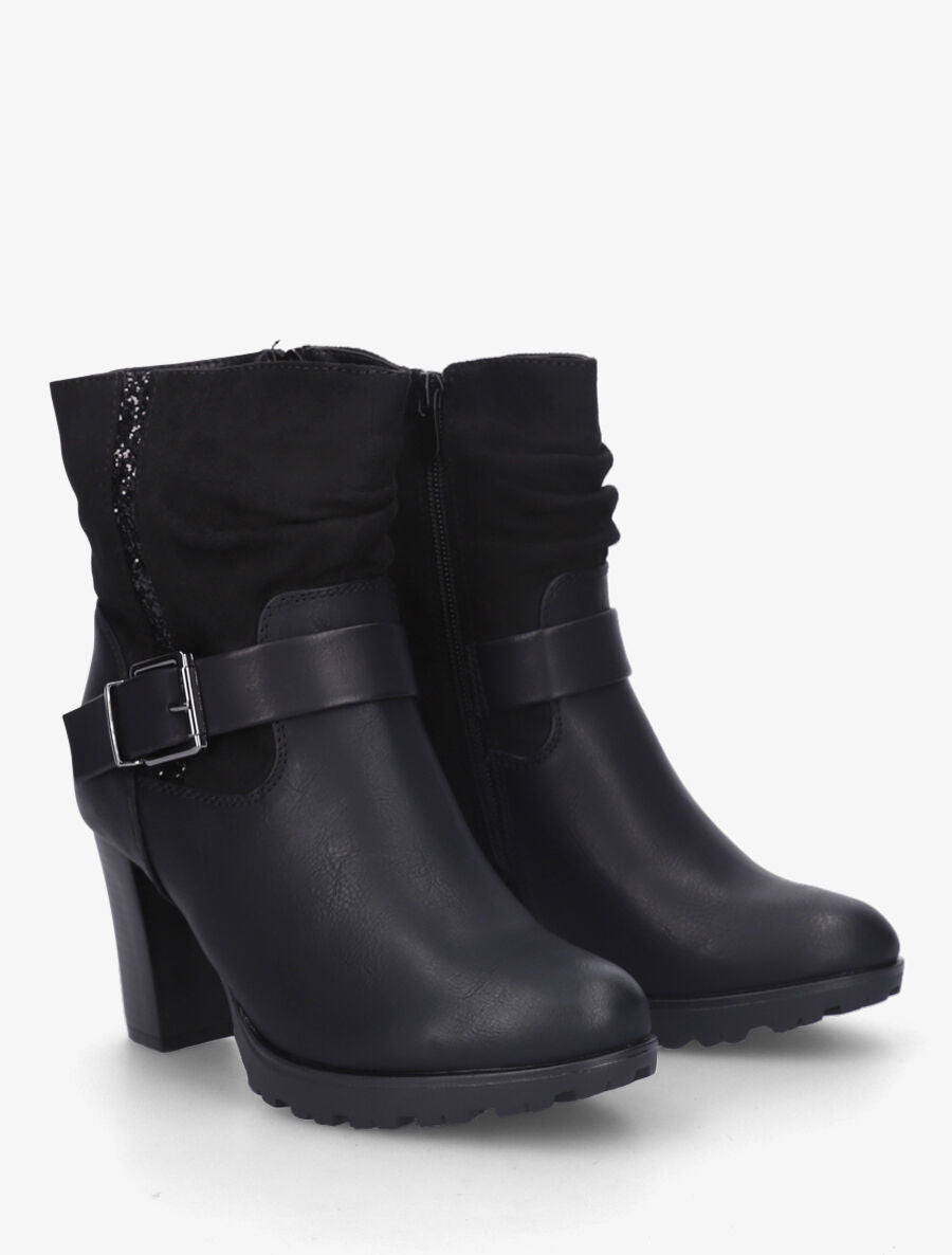 Bottines bi-matière à détail paillettes - Noir - 5