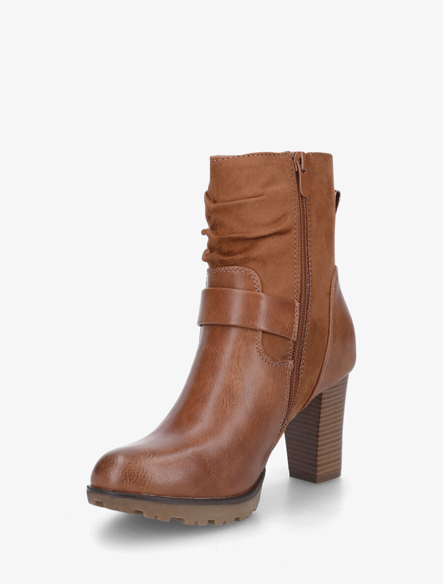 Bottines bi-matière à détail paillettes - Camel - 3