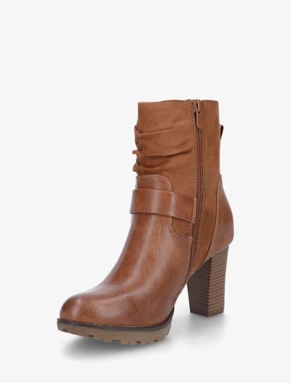 Bottines bi-matière à détail paillettes - Camel - 3
