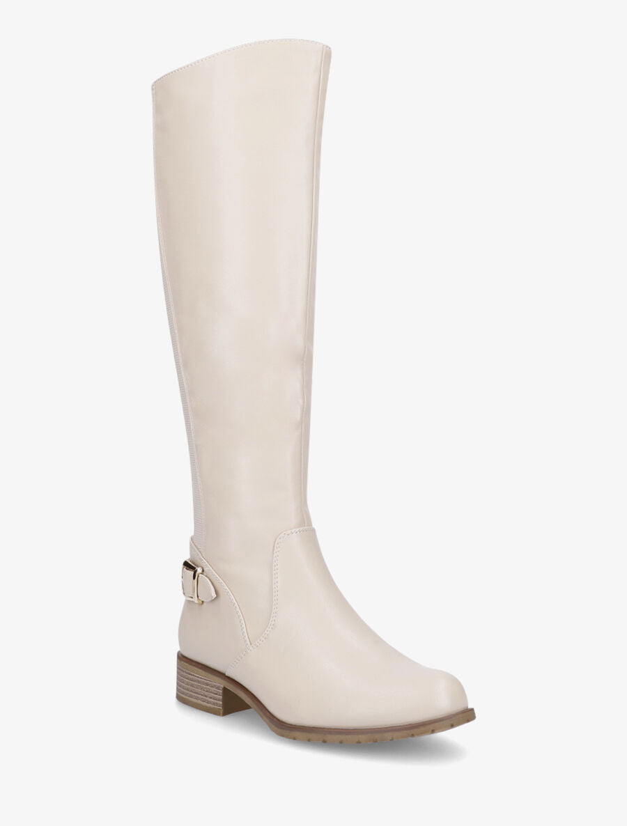 Bottes plates en simili - Beige - 2