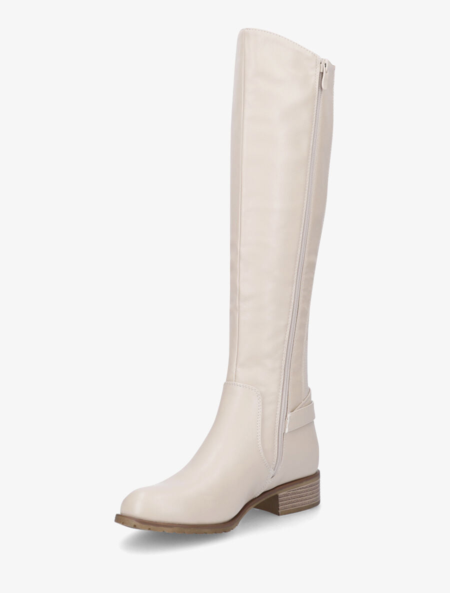 Bottes plates en simili - Beige - 3