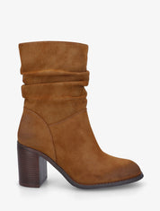 Bottines froncées à talon - Camel - 1