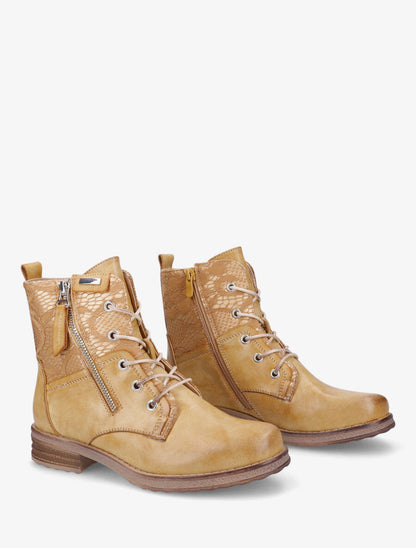Bottines à lacets et dentelle - Jaune - 4