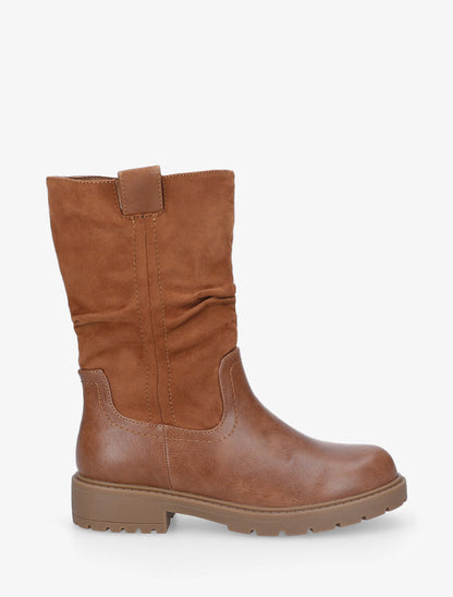 Bottines unies bi-matière - Camel - 1