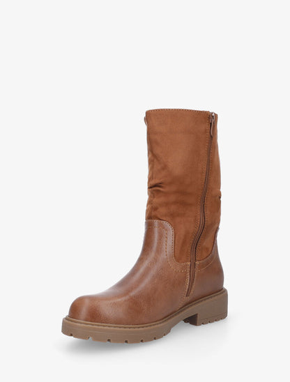 Bottines unies bi-matière - Camel - 3