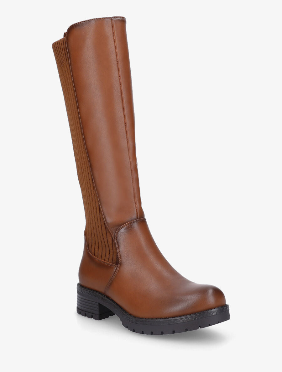 Bottes unies bi-matière - Camel - 2
