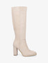 Bottes en suédine à talon haut - Beige - 1
