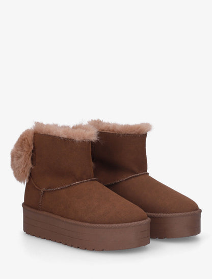 Boots fourrées et fourrure synthétique - Marron - 4
