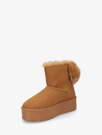 Boots fourrées et fourrure synthétique - Camel - 3