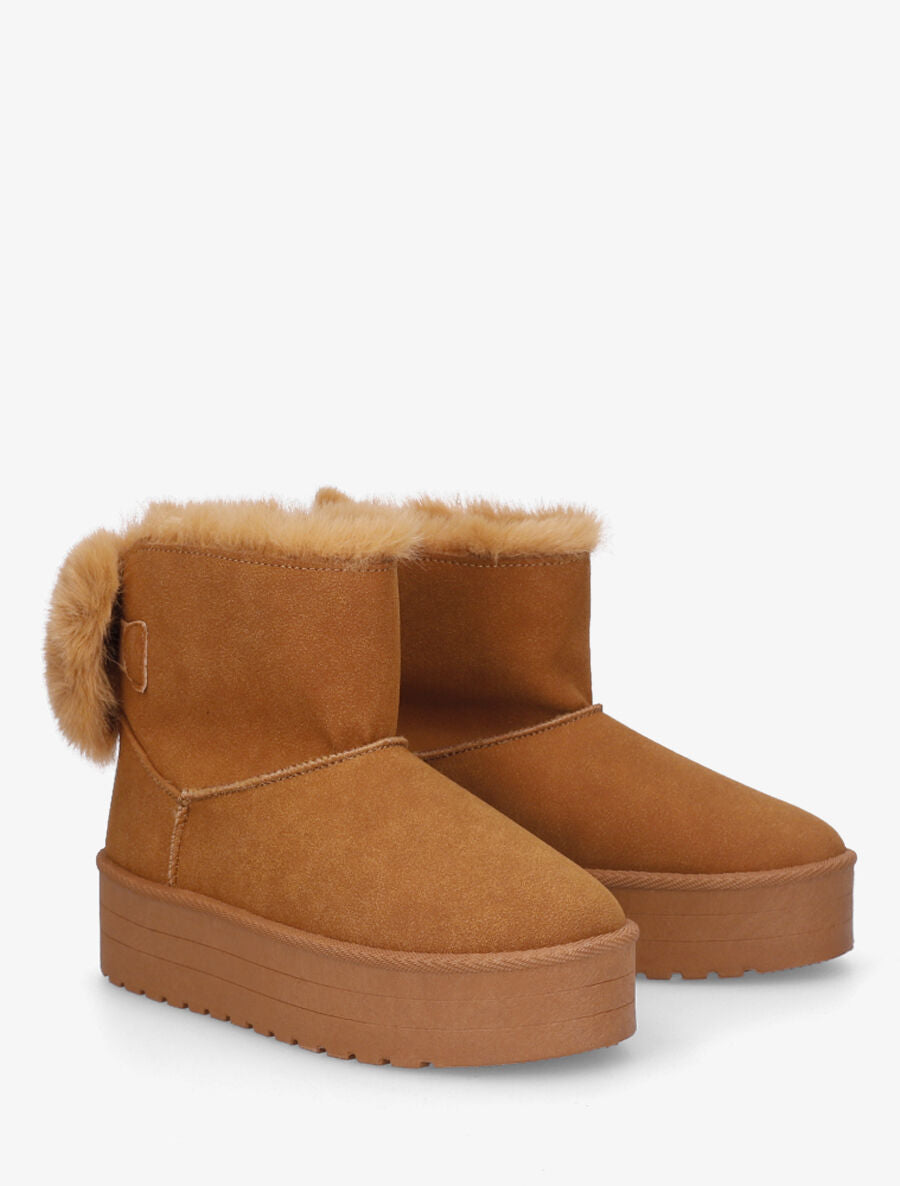 Boots fourrées et fourrure synthétique - Camel - 4