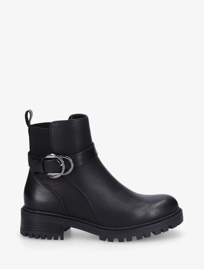 Bottines en simili à boucle - Noir - 5