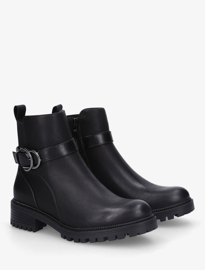 Bottines en simili à boucle - Noir - 4