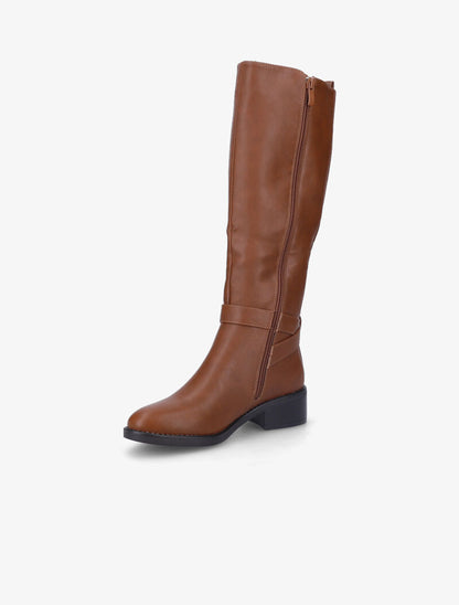 Bottes à bride à boucle dorée - Camel - 4