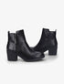 Bottines à talon à zip doré stylisé - Noir - 1