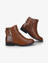 Bottines plates en simili et effet croco - Camel - 5