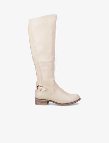 Bottes cavalières élastiquées - Beige - 2