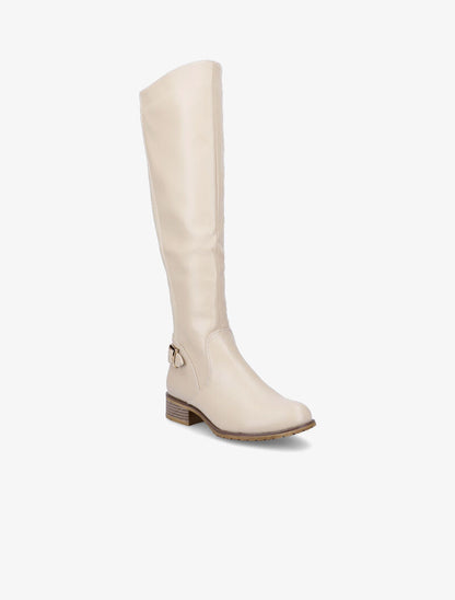 Bottes cavalières élastiquées - Beige - 3