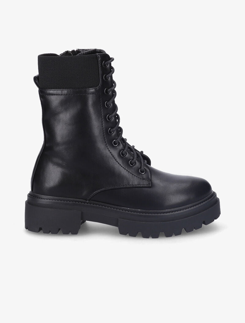 Bottines en simili à plateforme crantée - Noir - 2