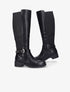 Bottes plates à bride à boucle stylisée - Noir - 5